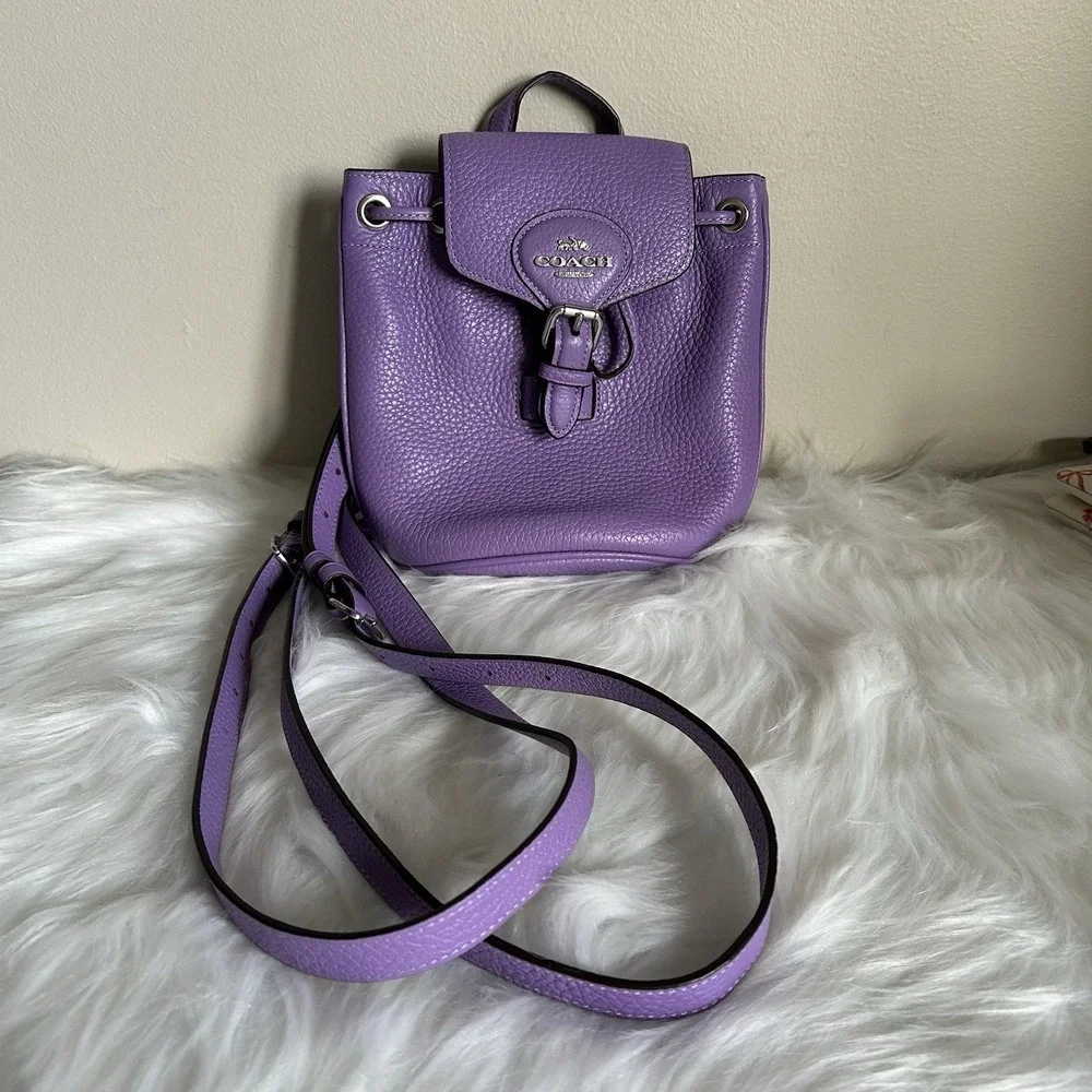 Coach‎ Amelia Mini Purple Pebbled Leather Backpack Excellent